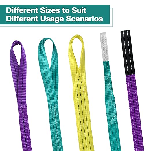 Lift Sling Straps,1" x 2' 2-Ply Heavy Duty Flat Eye Lift Slings,Polyester Lifting Strap Nylon Tree Saver Recovery Strap Web Sling Rigging Moving Tow Hoist Gear Straps 3200 lb 2600 lb 6400 lb 2 Pack