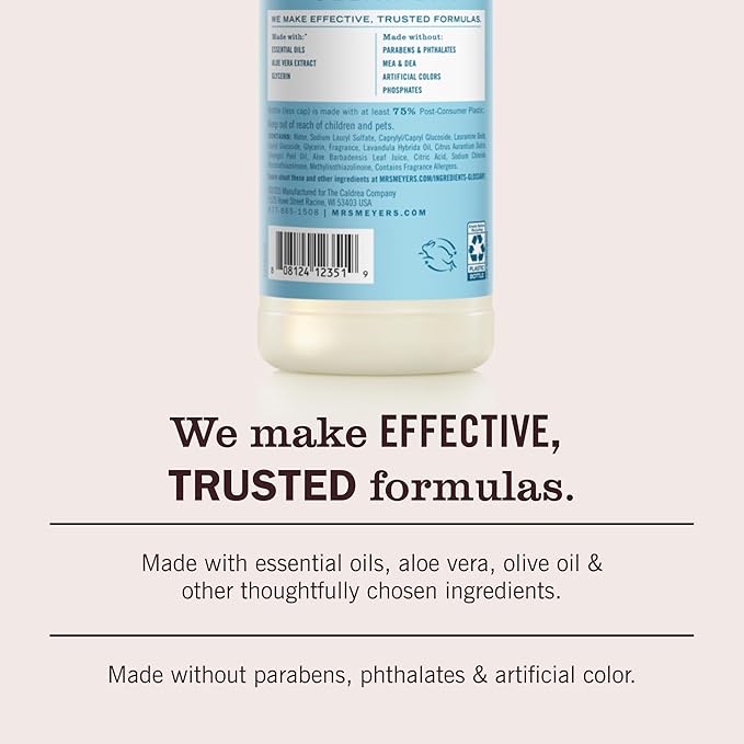 MRS. MEYER'S CLEAN DAY Liquid Dish Soap, Biodegradable Formula, Lavender, 16 fl. oz - Pack of 3