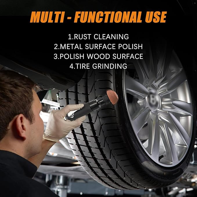 Tire Repair Kit, Tire Repair Polish Patch Tools, Include 3000rpm Low Speed Air Tire Buffer Tire Patch Roller Tire Inner Liner Scrapper Tungsten Steel Buffing Wheel 38mm 55mm
