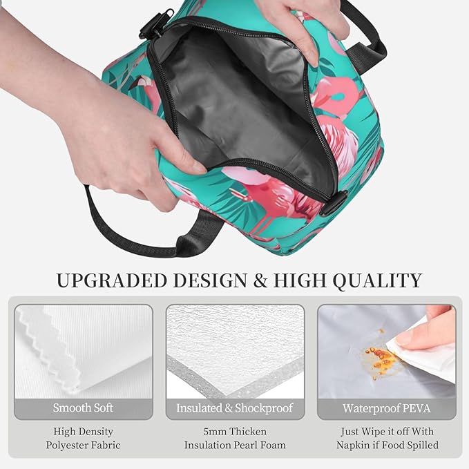 Reusable Insulated Lunch Bag with Adjustable Strap for Kids 3+ Toddler, Girl, Boy Women Men Leakproof Portable Cooler Tote Cute Quilted Bags for Work Travel Picnic