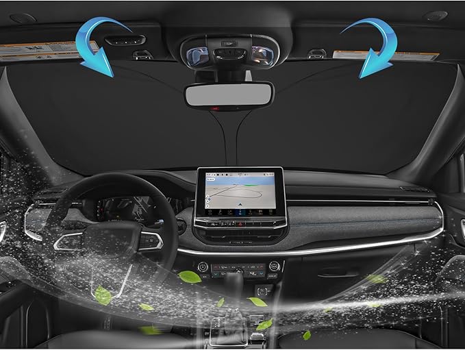 SKTU 2024 2025 2026 Compass Front Windshield Sunshade for 2022 2023 2024 2025 2026 JEE p Compass Windshield Sunshade Foldable for Blocks UV Rays and Blocks Heat and Sun Keeps Vehicle Cool