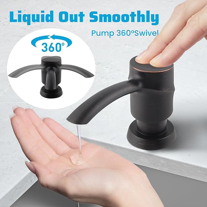 SAMODRA Soap Dispenser for Kitchen Sink, Bronze Built-in Soap Dispenser, Lotion DispenserOil Rubbed Bronzed with 11OZ Soap Bottle