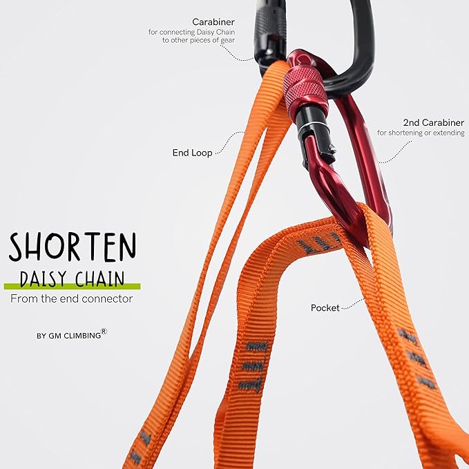 GM CLIMBING 16mm Nylon Daisy Chain Sling 22kN 120cm / 48in CE UIAA Certified for Leading Aid Climb Ascender Rigging Hammock Suspension