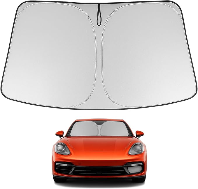 Proadsy 2025 Upgrade Windshield Sun Shade Custom Fit 2017-2023 2024 2025 Porsche Panamera Foldable Front Sunshade Protector Sun Visor Blocks UV Rays Keep Car Cooler