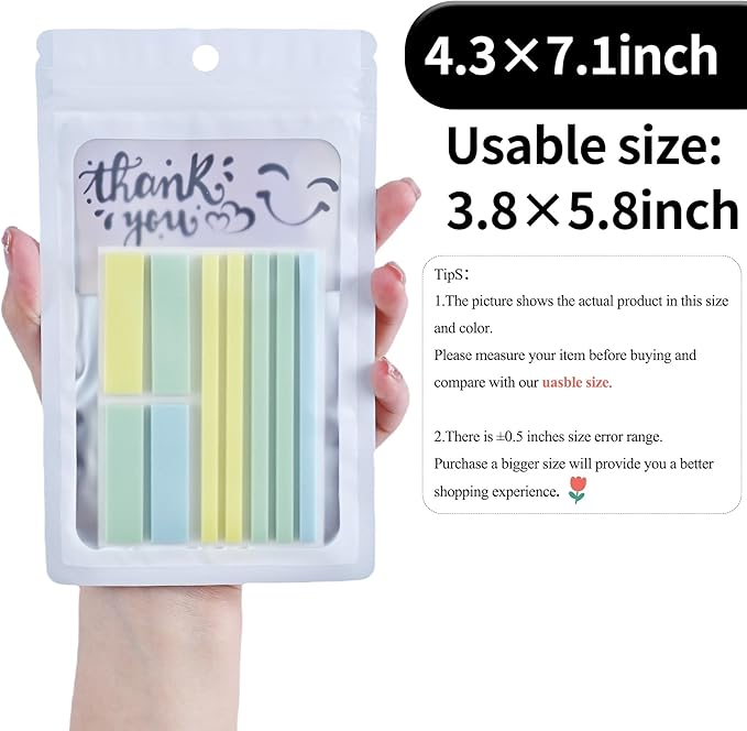 100 Pack Resealable Plastic Bags for Food Storage, Zipper Bags with Clear Front Window, Packaging Pouch for Small Business (White, 4.3x7.1 inch)