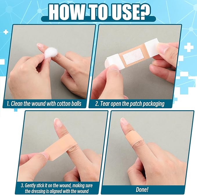 Timgle 500 Pcs 3/4" x 3" Adhesive Bandages Bulk Waterproof Adhesive Breathable Bandages for Sensitive Skin School Nurses Businesses Travel First Aid Kits Homeless Care Supplies Donations