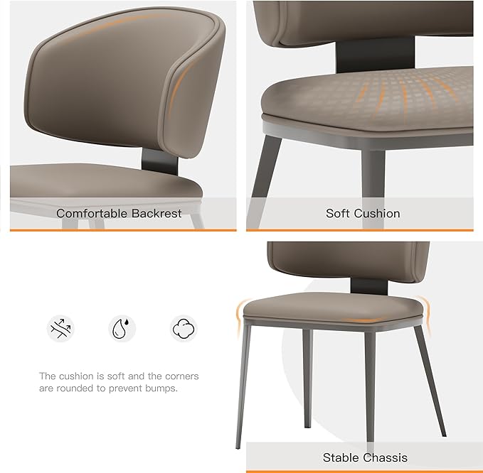 Dining Chairs Set of 4 Modern High Backrest Comfortable, Fashion Upholstered Kitchen Room Chair Armless Dinner Room Chair with Metal Legs for Living Room （Milk Coffee of 4）
