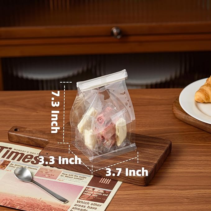 50 Pcs 3.7 Inch Snack Bags with Tin Tie, Mini Size Clear Plastic Bags, Storage Candy Packing Bag for Snack shop, Homemade Cookie