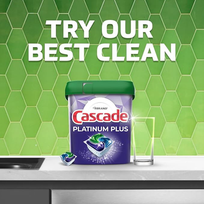Cascade Platinum Power Boost Dishwasher Pods, Dishwasher Detergent, Dishwasher Soap, Dish Tabs, Dishwashing Tablets, Dish Detergent, Lemon, Actionpacs, 37 Count