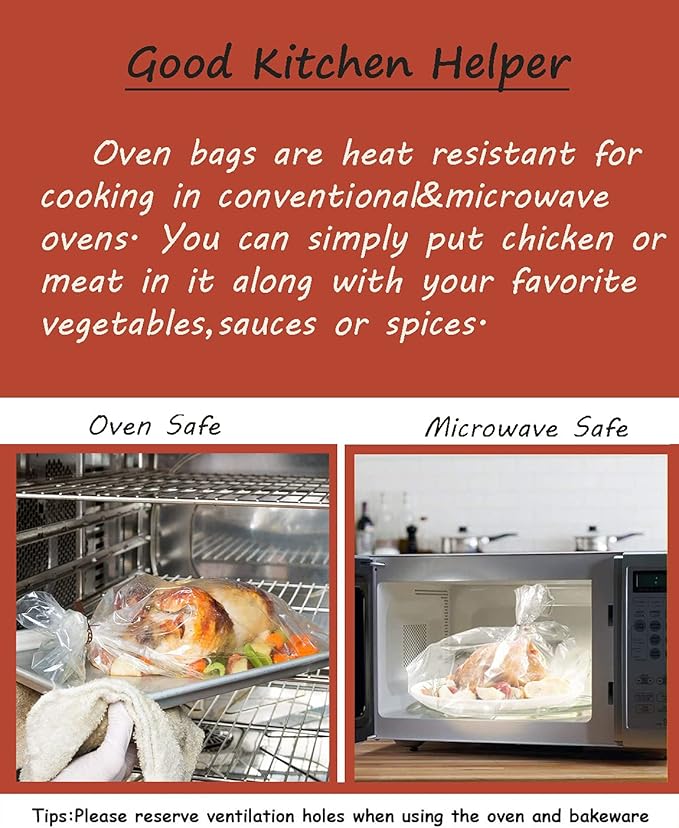 15Count Cooking Roasting Bags Suitable Size (12 x 15 Inch) Oven for Chicken Meat Fish and Vegetable