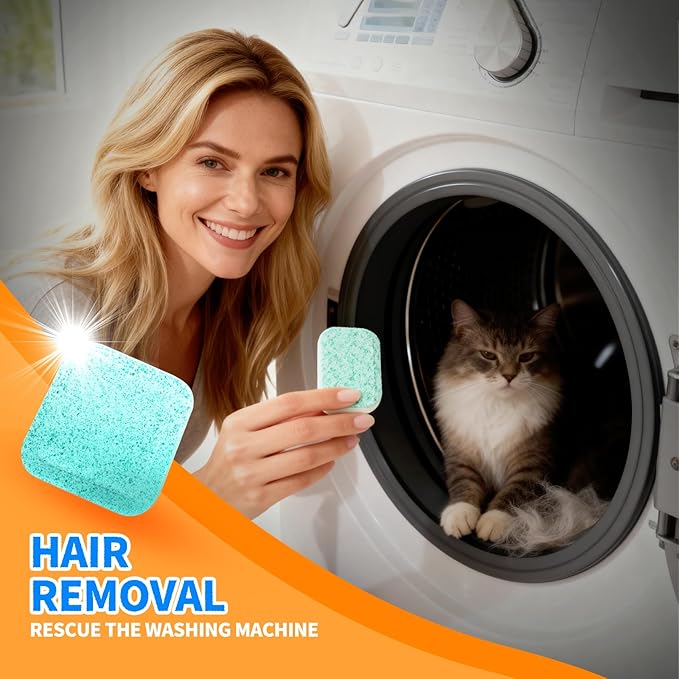 SOPAMI 24 Washing Machine Cleaner Tablets for Pet Owners HE Front Load and Top Load Washer Deep Cleaning Septic Safe Removes Stubborn Pet Hair Eliminates Pet Odors Prevents Pet Dander Build Up
