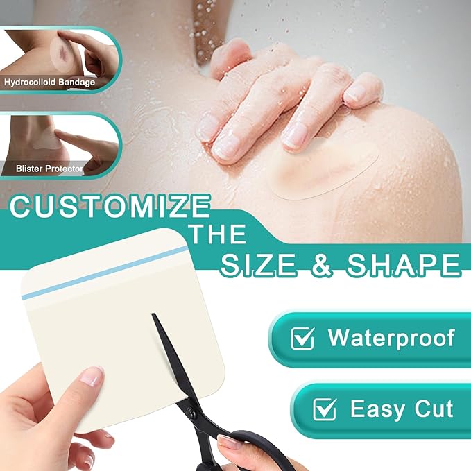 Hydrocolloid Dressing Bandages 4x4 Inch 20 Pack Waterproof Wound Care Pads Hydrocolloid Patch Bandage Adhesive Gel Cushioning Promotes Faster Healing