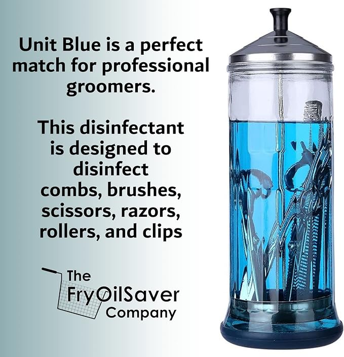 Unit Blue Barber Germicidal Disinfectant Concentrate for Barbers, Anti-Rust Formula, Sterilize Barber Tools, Scissor, Clips, Razors, Brush, Combs & More, 65 Sachets Makes 65 QT Solution at 1600 PPM