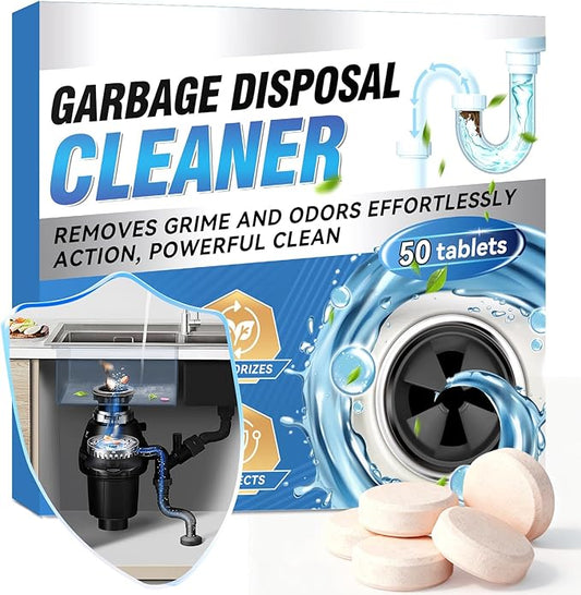 Garbage Disposal Cleaner and Deodorizer, Powerful Garbage Disposal Cleaner Tablets 50 Counts, 1 Year Supply For Kitchen Sink, Drain Clean, Home Cleaning Essentials