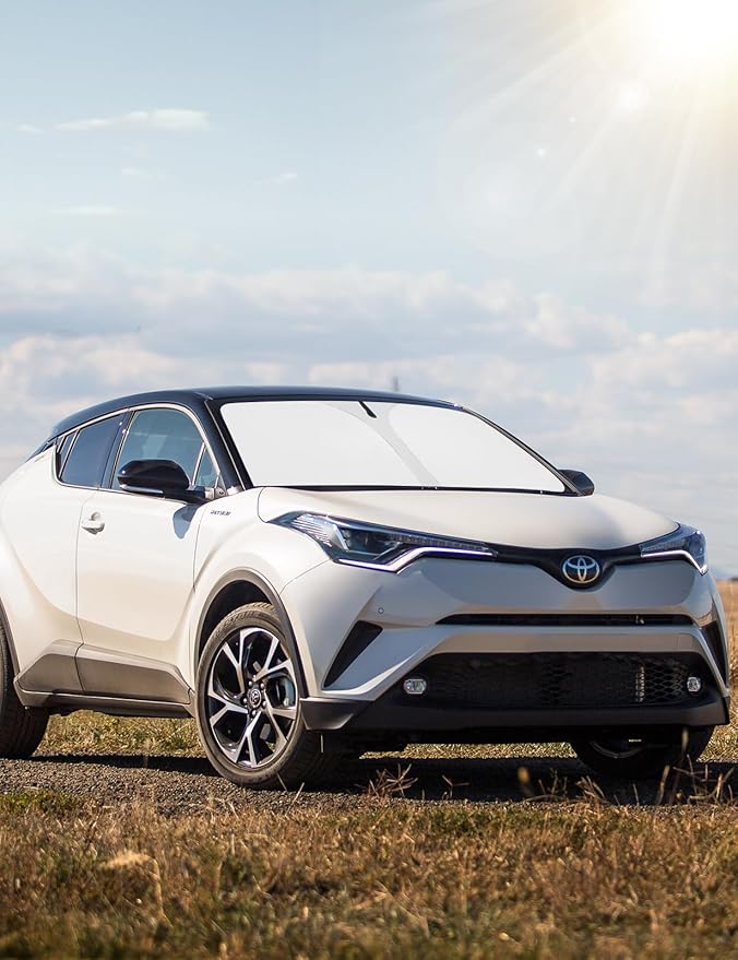 Proadsy 2025 Upgrade Windshield Sun Shade Custom Fit Toyota CHR 2018-2024 2025 4-Layer Foldable Front Sunshade Protector Sun Visor Blocks UV Rays Keep Car Cooler