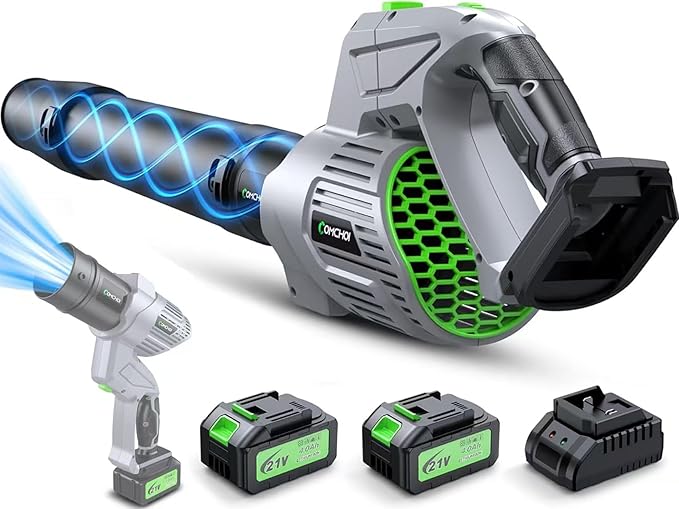 Electric Leaf Blower Cordless, 900,000 RPM, 2 x 4.0Ah Batteries & Charger, Handheld Leaf Blowers for Lawn Care, 5 Speed Mode, Portable Lightweight Grass Blower for Yard, Patio & Outdoor Use