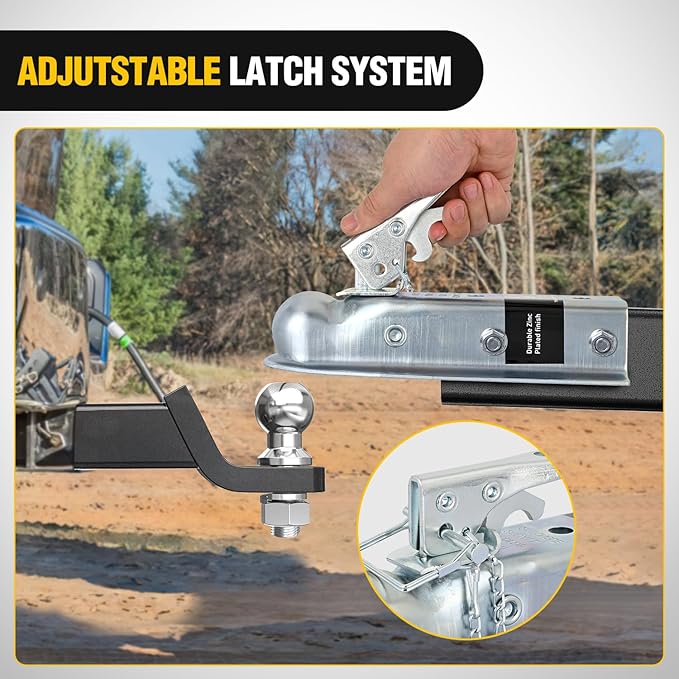 Nilight Straight Trailer Coupler with Security Latch&Chain for 2-Inch Hitch Ball, 2-1/2 Inch Channel,3500 LBS,Heavy Duty Trailler Tongue Coupler for Station Wagon, Truck, Bolted & Welded Installation