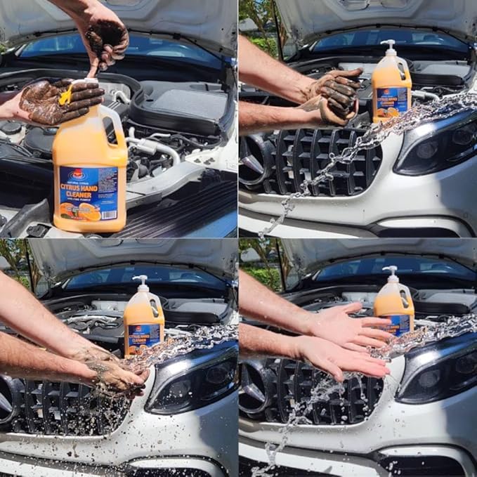 Force 5 - Citrus Hand Cleaner for Mechanics – Heavy-Duty Mechanic Soap with Natural Pumice & Citrus. Quickly Remove Removes Dirt, Grease and Grime – Moisturizing, Orange Scent. (96oz) (4 Pack)
