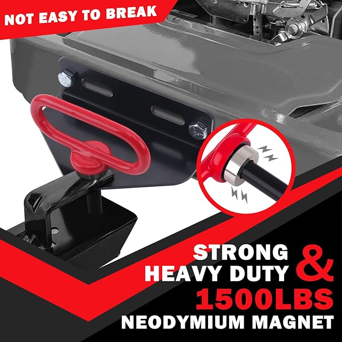 Magnetic Hitch Pin, Heavy Duty Ultra Strong Neodymium Magnet Lawn Mower Trailer Gate Pins Accessories 1/2 Inch for Mowers, Lawn Tractors, Towing - Simple One Handed Hook On & Off(Red)