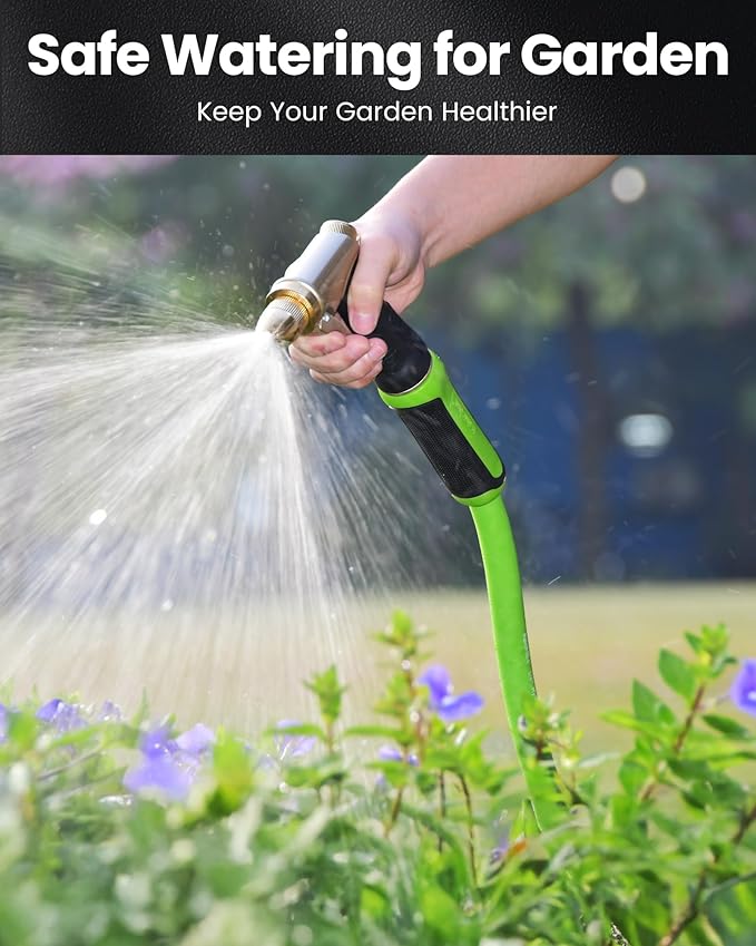 RAINPOINT Garden Hose 25ft - Flexible Heavy Duty Water Hose with Swivel Handle - lightweight, Hybrid Rubber, 5/8", Male to Female