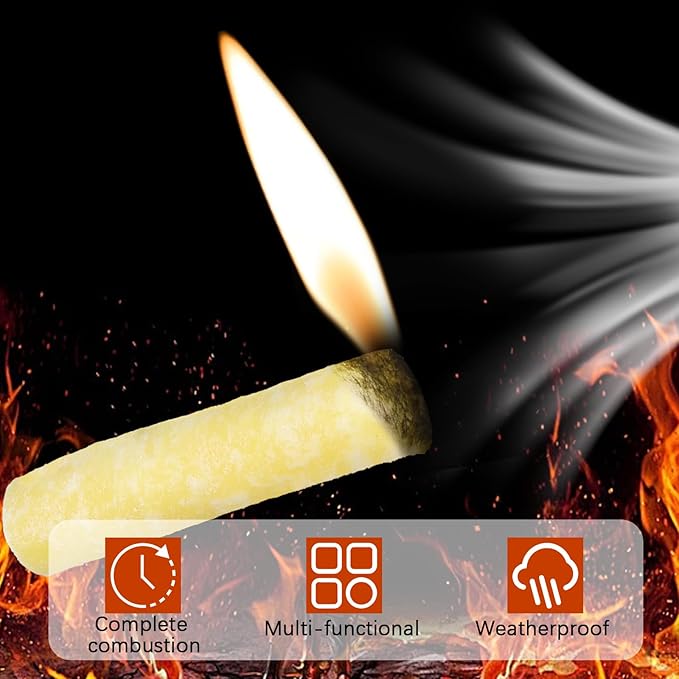 50 Pack,Waterproof Fire Starters with 5+ Minute Burn Time for Emergencies, Campfires, Survival, Fire Pits, Grills - Yellow,Non-Toxic