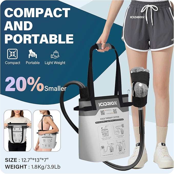 Cold Therapy Machine, Programmable Ice Machine for Knee After Surgery, Portable Knee Replacement Recovery System, Cryotherapy Pain Relief w/Compression Pad