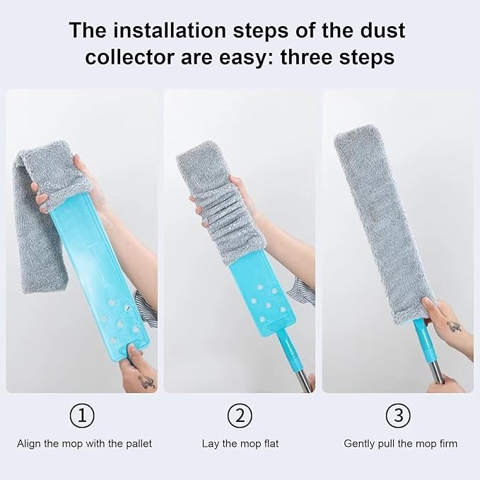 Under Fridge Cleaning Tool - Long Handle Flexible Dust Brush | Washable Microfiber Head, Extendable Reach Cleaning Wand, Narrow Space Debris Removal Implement | Hard to Reach Area Home Maintenance