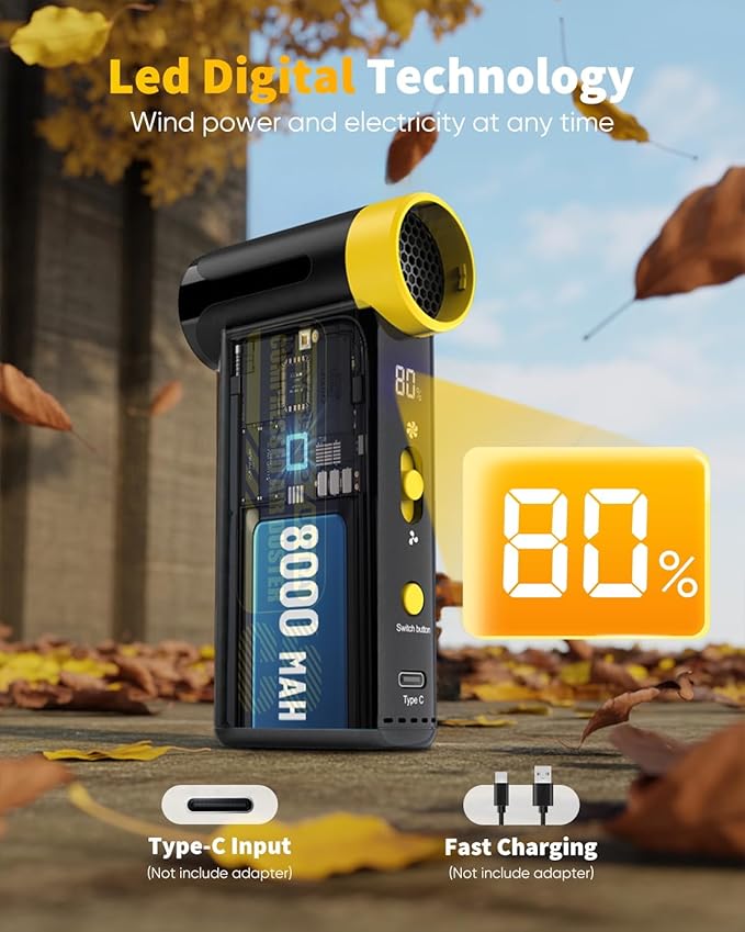 NEVERLAND Compressed Air Duster - 300000RPM Electric Duster, 8-Gear Rechargeable Air Blower, Replace Canned Air, Cordless Mini Turbo Fan Jet Blower for Computer, Keyboard, Home, Office, Car Cleaning