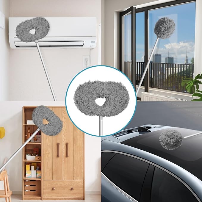 Storystore Ceiling Fan Cleaner Duster with Extension Pole, Adjustable from 13 to 84 Inches, Removable Fan Blade Cleaner (Grey-7FT)
