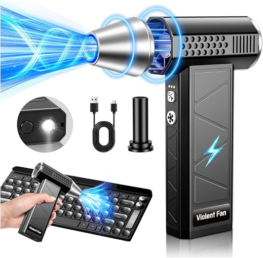 Upgraded Electric Air Duster, 360,000RPM Compressed Air Duster with Brushless Motor, LED Light, Cordless Rechargeable 4-Gear Mini Turbo Snow Blower for Car, Keyboard, PC, Home, Outdoor