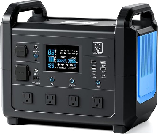 BOB TB1600 Portable Power Station,1536Wh Solar Generator, 1.5H Fast Charging, 4X1600W (Peak 3000W) AC outlets, LiFePO4 Backup Battery for Outdoors Camping/RV/Home Outage/CPAP (Solar Panel Not Include)