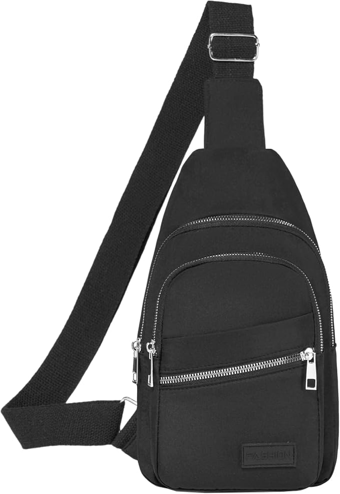 Cross Body Bag Small Sling Backpack Sling Bags Hiking Daypacks Crossbody Bags for Women Men - Silver Zipper
