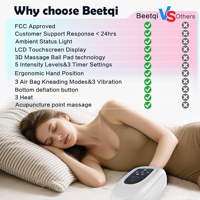 Cordless Hand Massager, Hand Massage with 3 Heat and 3 Vibration, 5 Levels Pressure Point Therapy for Arthritis, Pain Relief, Carpal Tunnel, Gift for Men Women Parents Relaxation at Office