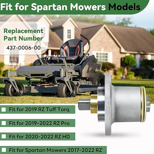437-0006-00 Blade Spindle Assembly, Compatible with Spartan mowers 2017-2022 RZ, 2019 RZ Tuff Torq, 2019-2022 RZ Pro, 2020-2022 RZ HD Models.Spindle Model: 437-0006-00
