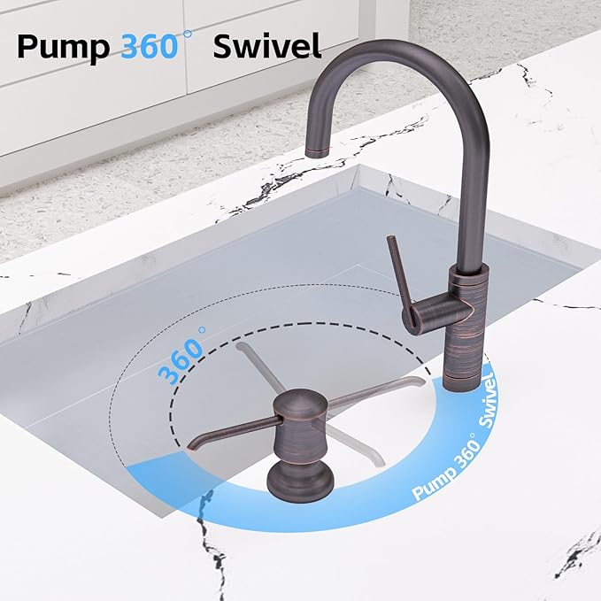 SAMODRA Sink Soap Dispenser and Extension Tube Kit, ABS Pump Head Bronzed Built in Design with 39” Extension Tube to Soap Bottle, No More Messy Refills(No Bottle)