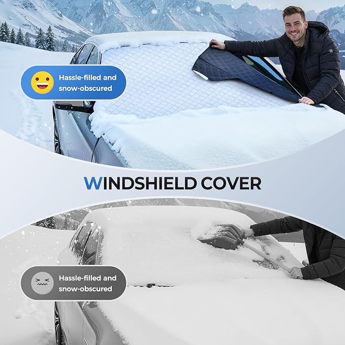 FLORICH Car Windshield Cover for Ice and Snow Standard Winter Frost Hail Protector for Most Car, Truck, SUV, Van and MPV (66x 47Inch)