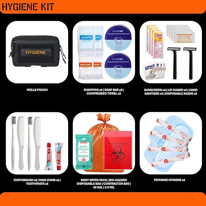 72 Hour Survival Kit - 291 Pieces Survival Gear and Supplies - 45L Go Bag Emergency Backpack, First Aid, Water Filter, Tools, Tent, Camping Essentials, Emergency Preparedness - The Alpha
