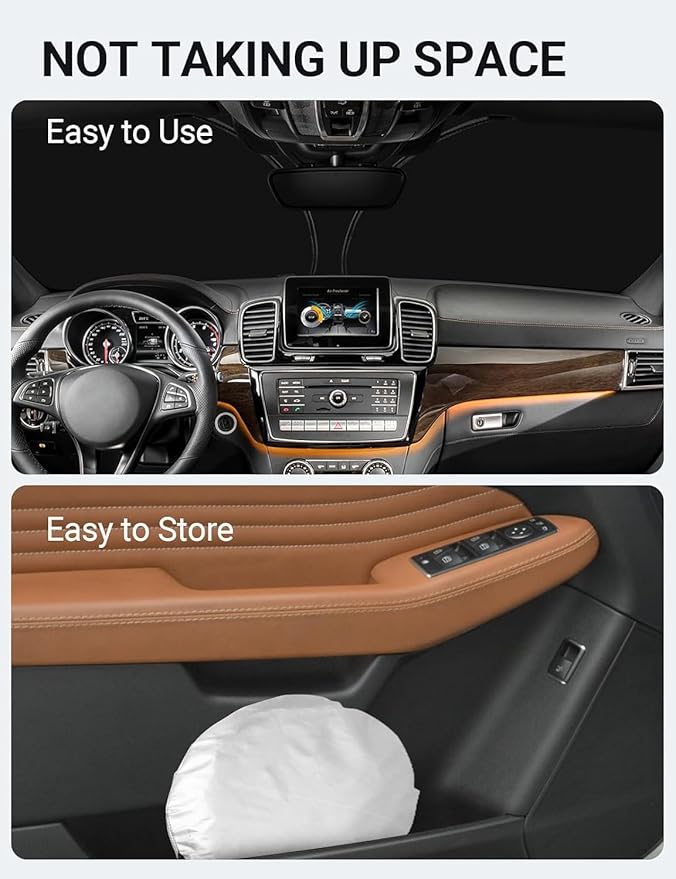 Proadsy 2025 Upgrade Windshield Sun Shade Custom Fit Mercedes-Benz GLE-Class 2016-2019 4-Layer Foldable Front Sunshade Protector Sun Visor Blocks UV Rays Keep Car Cooler Accessories