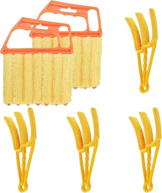 6pcs Window Venetian Blind Cleaner Duster Tool, Include 4pcs 7 Finger Blind Duster Brush & 2pcs Shutter Cleaner Brushes, Air Conditioner, Wood & Vinyl Blinds,for Blinds Air Conditioner Vent Keyboard