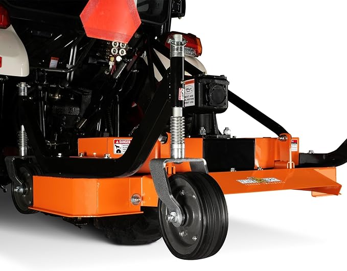 3 Point PTO 48'' Working Width Finish Mower Attachment for 18-50hp Tractor, Category 1 Hitch, 4-Tires, 0.4'' - 4.5'' Adjustable Cutting Height, Model FM120