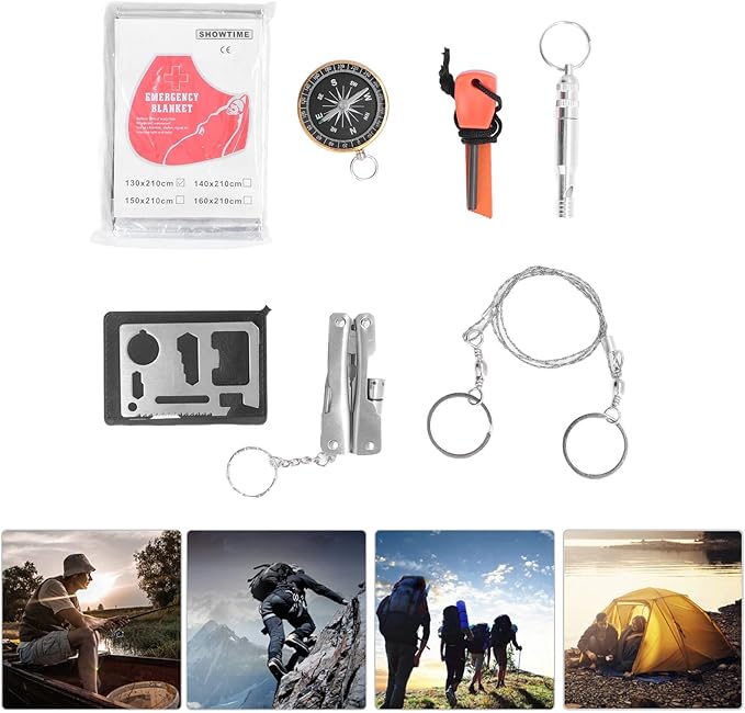 Survival Tool Kit Emergency Box Portable Sturdy Durable Large Storage Space for Car Home Travel Camping Office Sports Stainless Steel Aluminum Plastic Magnesium Rod 260g 9.17oz