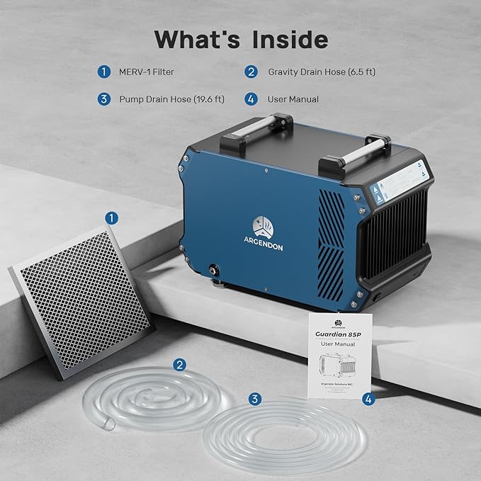 ARGENDON 180 Pints Crawlspace Dehumidifiers with Pump and Drain Hose, Commercial Dehumidifier for Basement, Industrial Large Spaces, Basement, Job Sites, cETL, 5-Year Limited Warranty