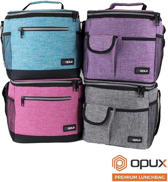opux Extra Large Insulated Lunch Box Men Women, Lunch Bag for Work, Leakproof Soft Cooler Tote Adult, Lunch Pail, Picnic Beach Collapsible Food Bag with Shoulder Strap, Turquoise Blue