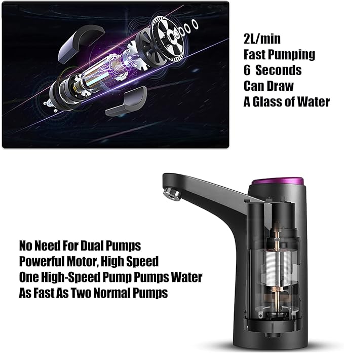 GOLDEN DEER Water Dispenser for 5 Gallon Bottle, Portable Water Cooler Dispenser,Universal Water Dispenser for 2.5、3 and 5 Gallon Bottles USB Charging Water Pump