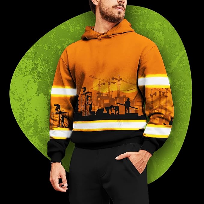 Matedecor High Visibility Hi Vis Hoodie for Men - Jobs Collection Custom Name Class 3 Reflective Safety Workwear