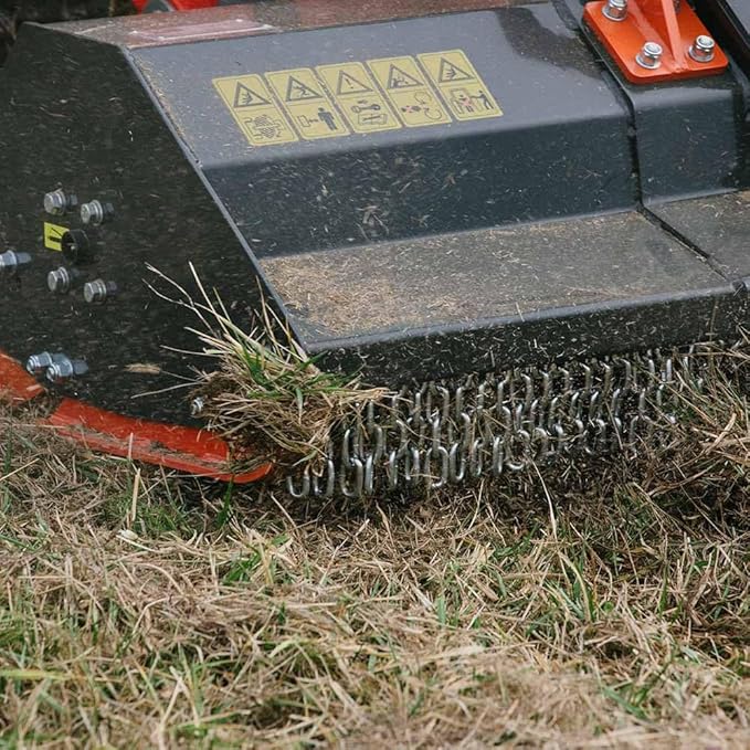 Titan Attachments 68" Hydraulic Flail Mower Attachment, Heavy Duty Blades for Tough Brush and Tall Grass, Adjustable Roller Bar, Quick Tach, Fits Almost All Skid Steers, Loaders & Tractors