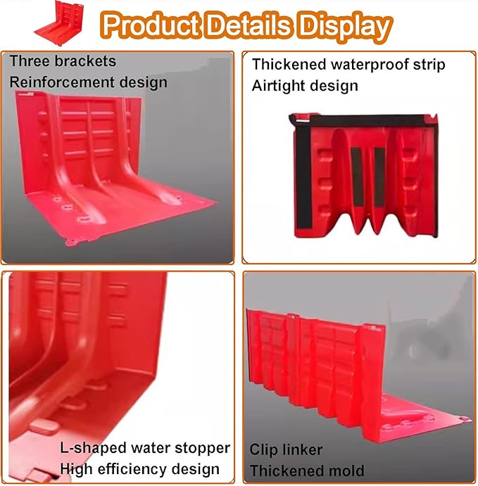 Flood Prevention Barriers,ABS Plastic Flood Barrier, 2/3/4/5/6/7/8/9/10/20/30-Pcs Flood Barrier L-Shaped Flood Barrier,for Underground Garage Warehouse Shopping(5-Pcs)