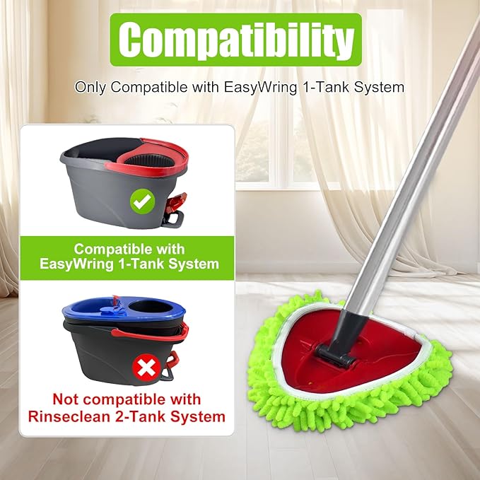 Mop Cloth Reusable, Mop Replacement Head Compatible with EasyWring & Clean Spin System Wet-Dry Mops Cloth for Household 4 Pack