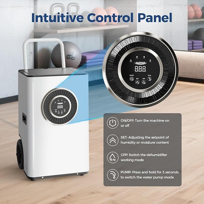 ALORAIR 170PPD Commercial Dehumidifier with Pump & Drain Hose, SLGR Tech Industrial Dehumidifiers, for Water Damage Restore, Basements, Large Space, 5 Years Limited Warranty, Sentinel Elite 80X