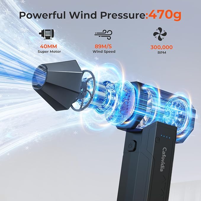 C10 Compressed Air Duster, 300000RPM Rechargeable Electric Air Duster with 10000mAh Battery, 4-Gear Adjustable, Cordless Brushless Motor Air Blower for Computer, Keyboard, Home, Outdoor, Car